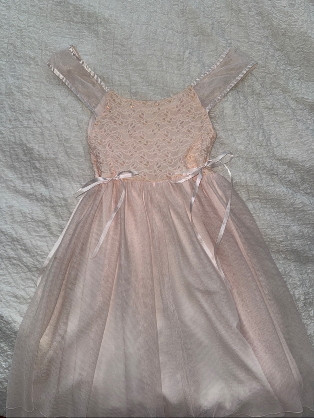 Girls Lace & Tulle Party Dress - Pale Pink